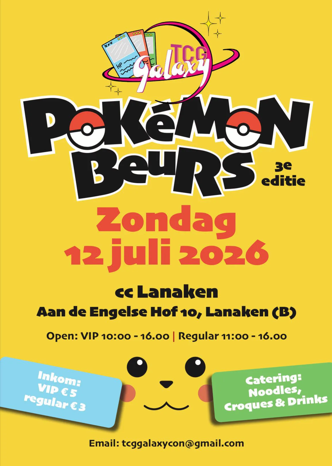 TCGGalaxy Pokémonbeurs flyer voor juli 2026