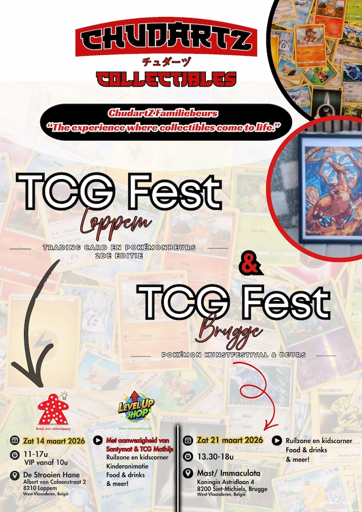 Chudartz TCG-beurs combiflyer voor 14 en 21 maart 2026